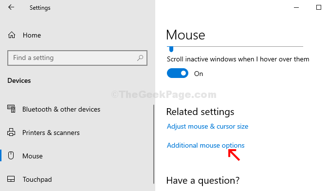 Devices Mouse Related Settings Additional Mouse Options