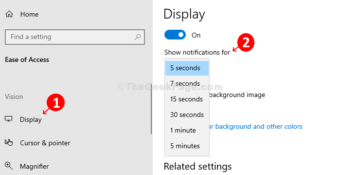 Ease Of Access Display Show Notifications For