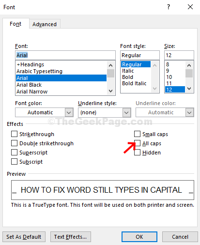 Small caps deals in word