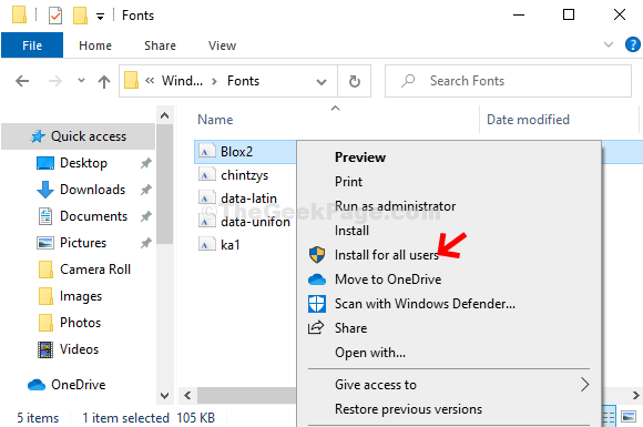 Fonts Select Font Right Click Install For Users