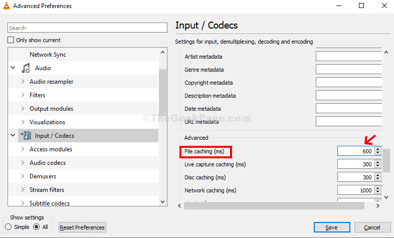 Input Codecs Advanced File Caching 600