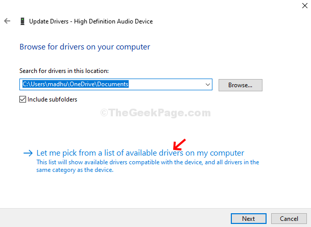 Let Me Pick From A List Of Available Drivers On My Computer
