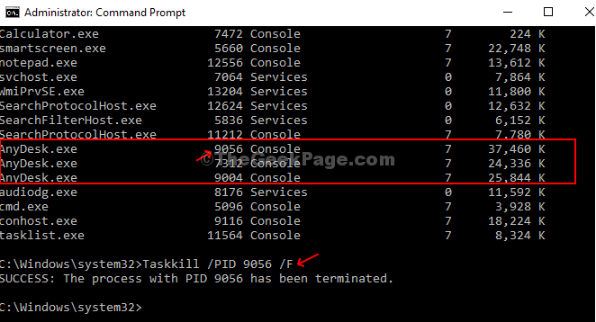 Pid Session Name - Any One Image Name - Execute Command Enter