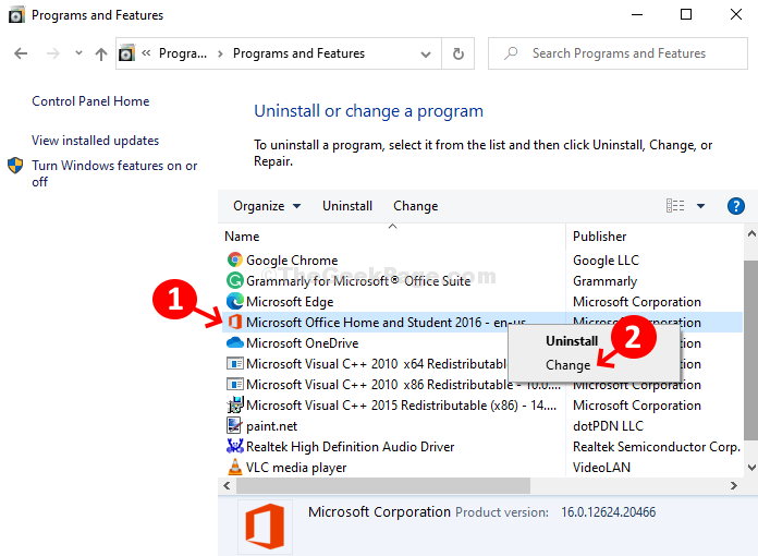 how to repair microsoft excel in control panel