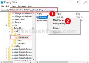 Registry Editor Navigate to Path command Default right click modify