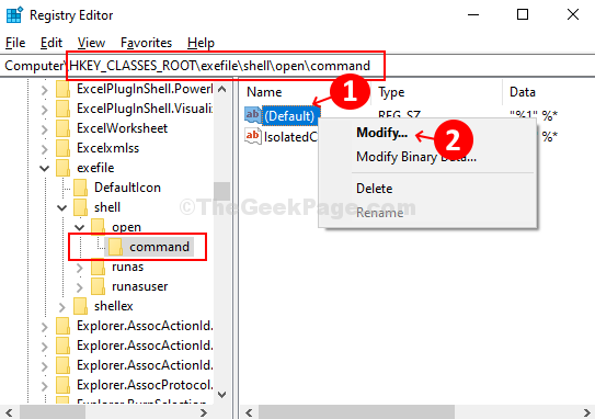 Registry Editor Navigate To Path Command Default Right Click Modify