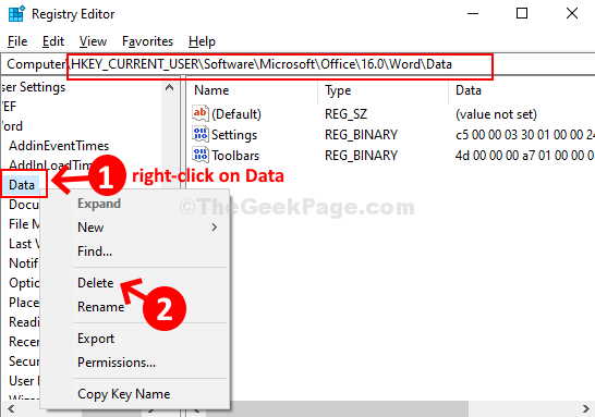 Registry Editor Navigate To Path Data Right Click Delete