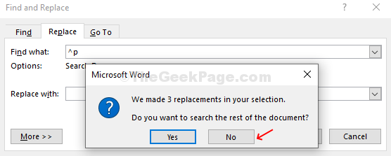 microsoft word find and replace not working