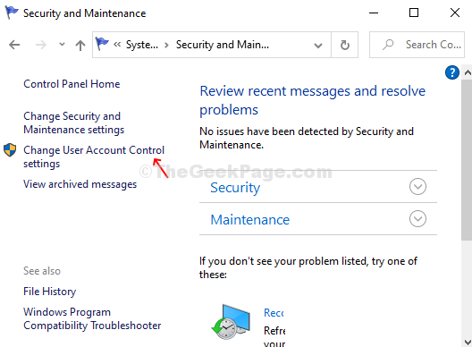 Security And Maintenance Change User Account Control Settings