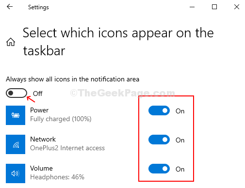 Select Which Icons Appear On The Taskbar Disbale Always Show All Icons In The Notifications Area