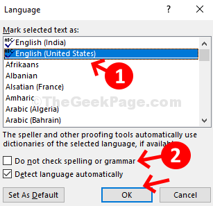 Set Proofing Language English Us Uncheck Do Not Check Spelling Or Grammr