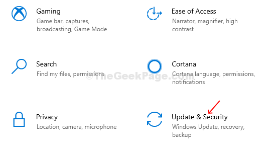 Settings - Update & Security