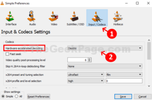 Simple Preferences Input Codecs Hardware Accelerated Decoding Disable