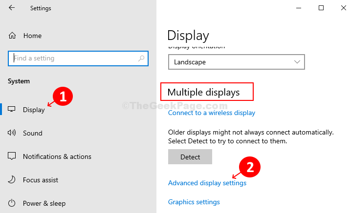 System Display Multiple Displays Advanced Display Settings