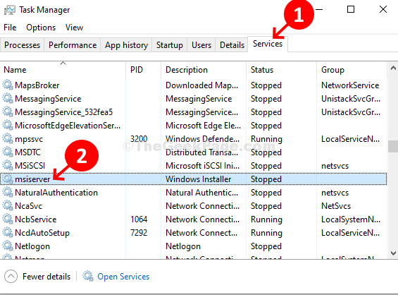 Task Manager Services Msiserver