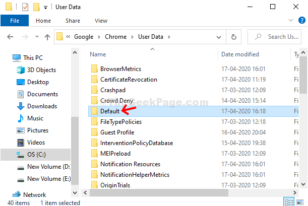 Chrome user data default