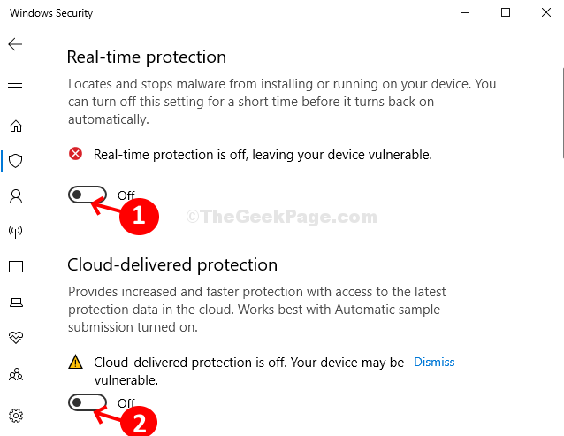 Virus & Threat Protection Settings Turn Off Real Time Protection Cloud Delivered Protection