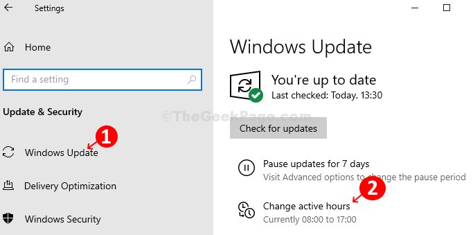 Windows Update - Change Active Hours