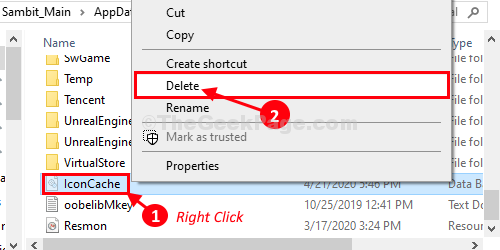 Icon Cache Delete