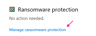 Manage Ransomware Protection