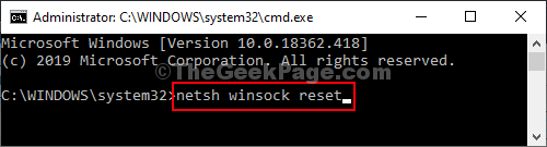 Netsh Winsock Reset