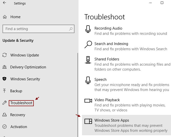 Troubelshoot Windows Store Apps Min