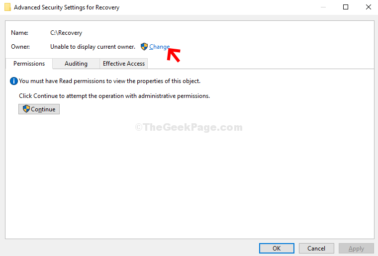 Advanced Security Settings For Recovery Change