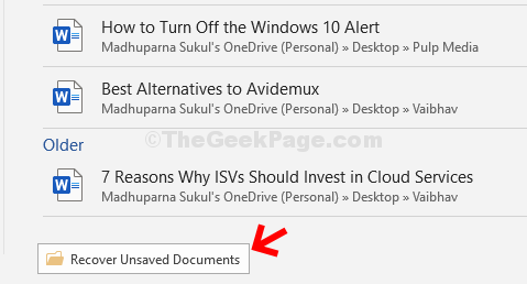 Bottom Click On Recover Unsaved Documents