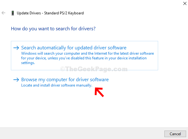 Click On Browse My Computer For Driver Software