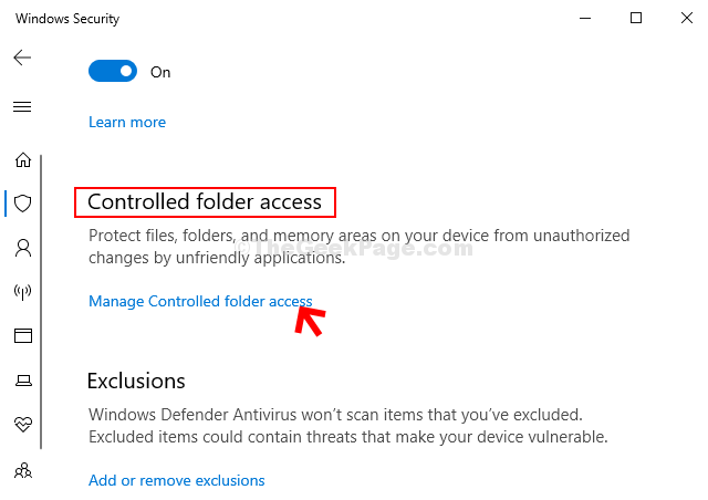 Controlled Folder Access Manage Controlled Folder Access Settings