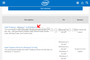 Download page Description Intel Graphics Windows 10 DCH Drivers