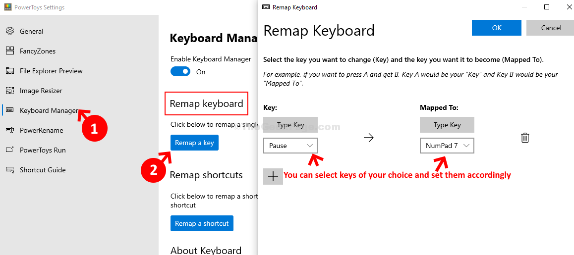 Keyboard Manager Remap Keyboard Set Them As Per Your Preference