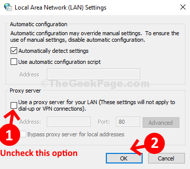 Lan Settings Window Uncheck Use A Proxy Server For Your Lan