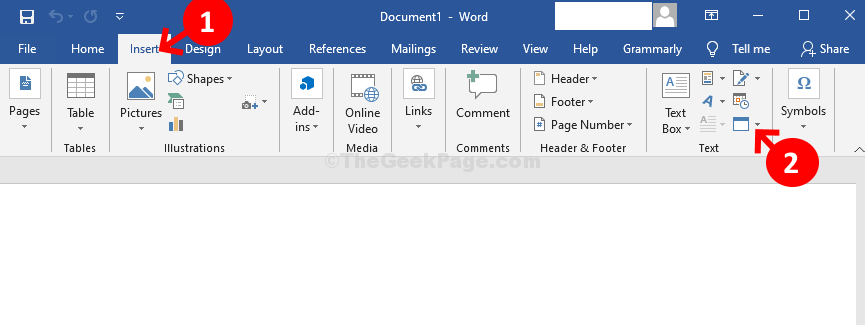 New Word Document Insert Object Icon