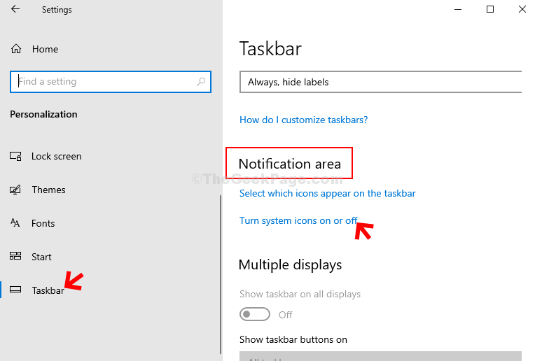 Personalization Taskbar Notification Area Turn System Icons On Or Off