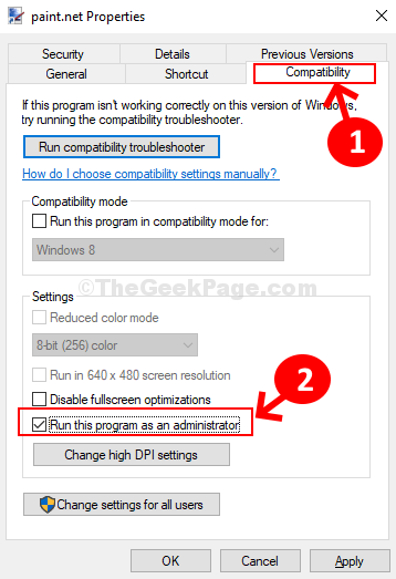 Properties Compatibility Run This Program As An Administrator Apply Ok