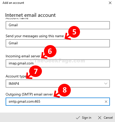 Send Your Messages Usig This Name Incoming Email Server Account Type Outgoing Smtp Email Swerver