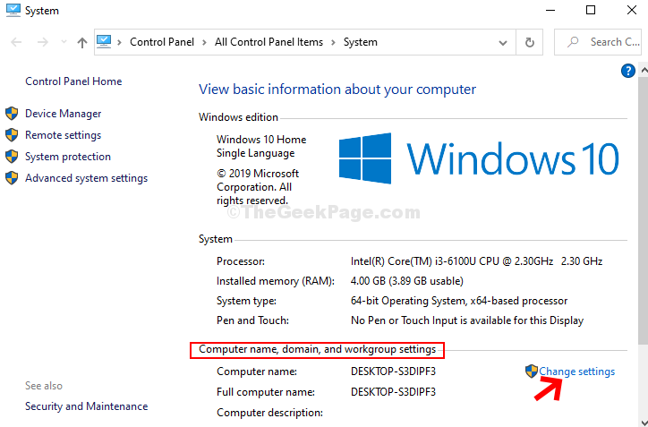 System Properties Computer Name, Domain, And Workgroup Settings Change Settings