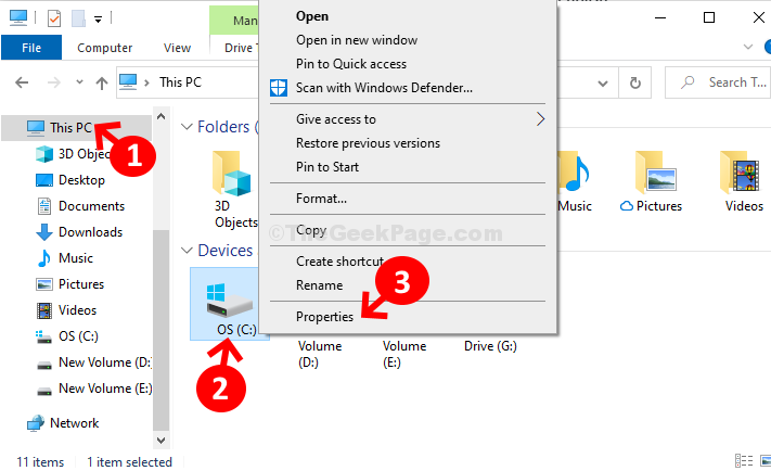 Win + E File Explorere This Pc C Drive Properties