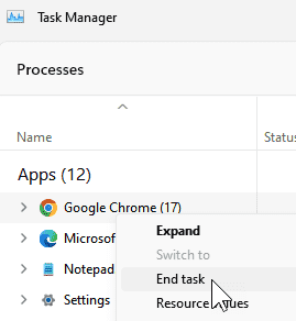 Chrome End Task