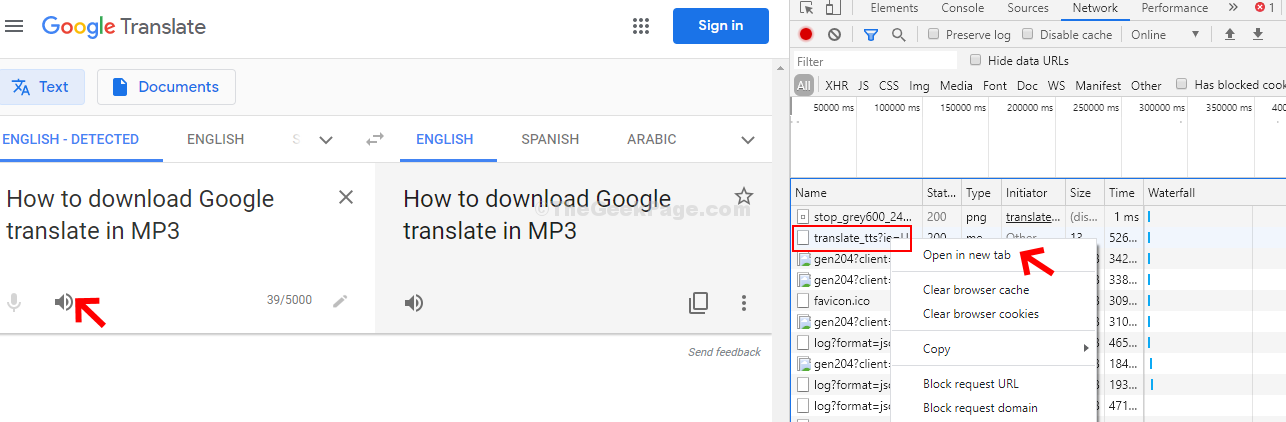 Click On Speaker Right Click On Translated File Open In New Tab