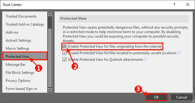 Enable Protected View