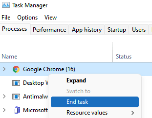 google chrome keeps disapearing from volumemixer