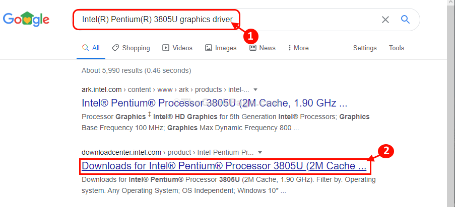 Intel Graphics Search