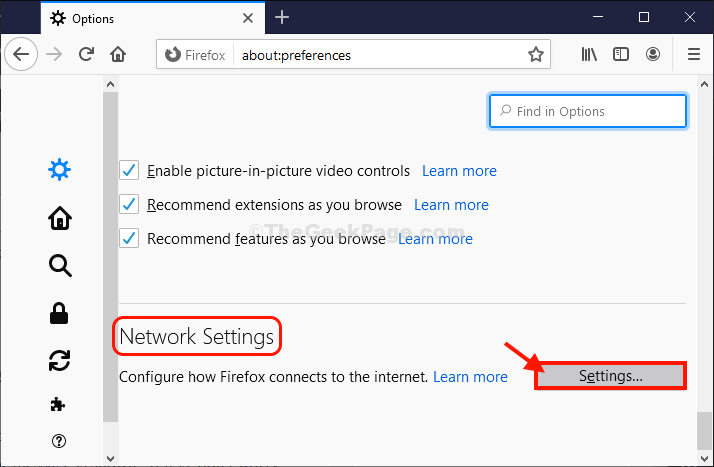 Settings Firefox