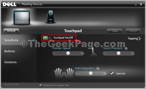 touchpad on or off