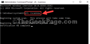 Command Prompt admin mode sfc scannow enter