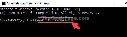 Command Prompt In Admin Mode Run Command Net Stop Wuauserv Enter