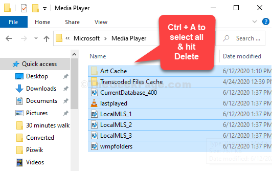 Ctrl + A Select All Delete