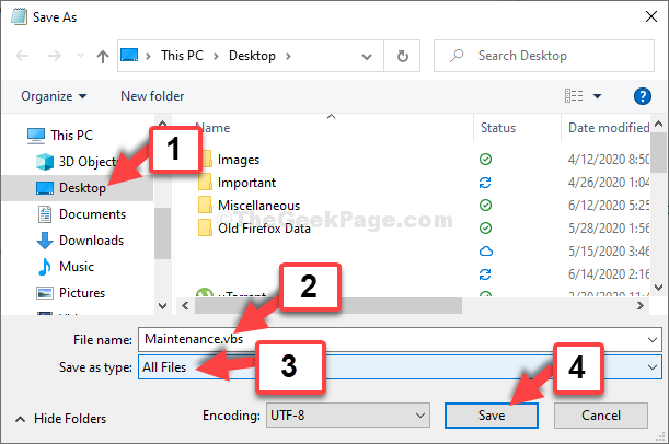 File Explorer Desktop File Name Maintenance.vbs All Files